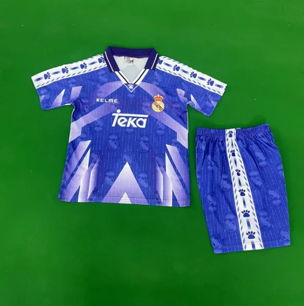 Real Madrid 1996-1997 Retro Real Madrid Visitante Camiseta de fútbol Talla infantil 1996/1997