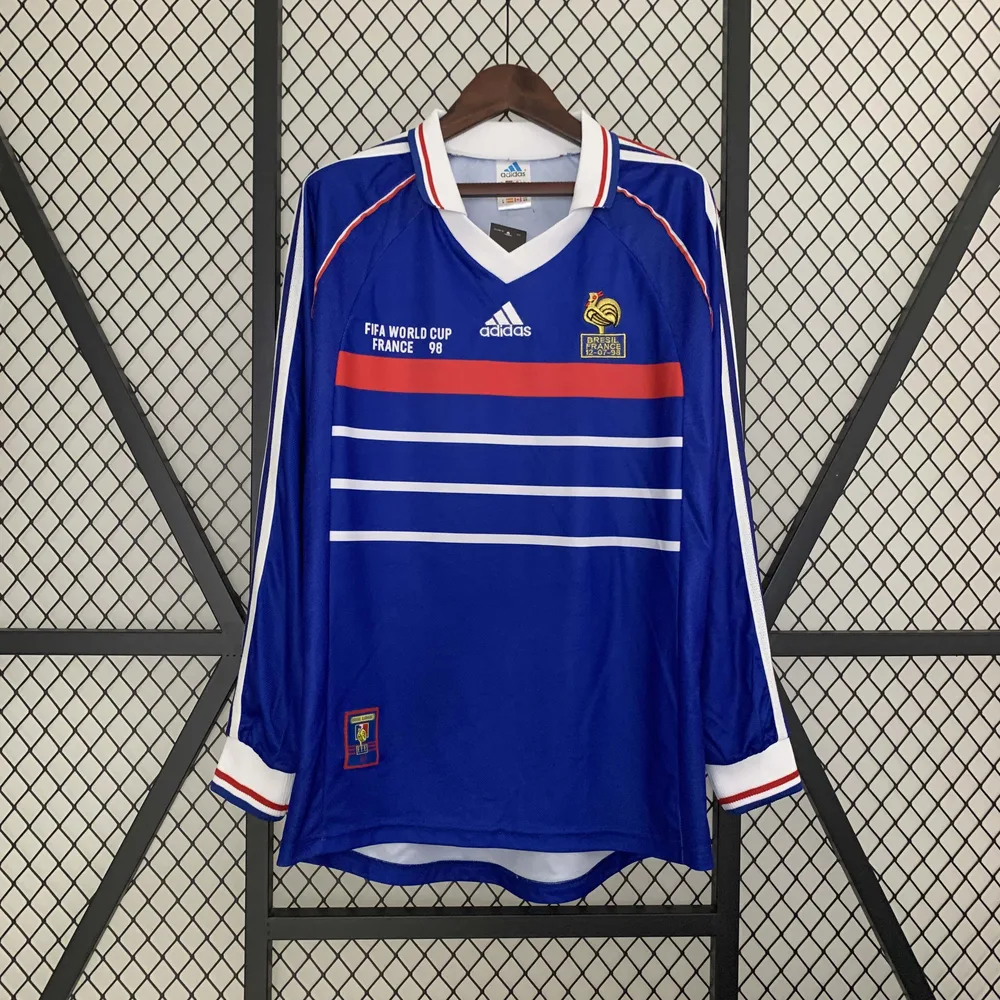 France 1998 Retro Long Sleeve France Home Football Shirt 1998