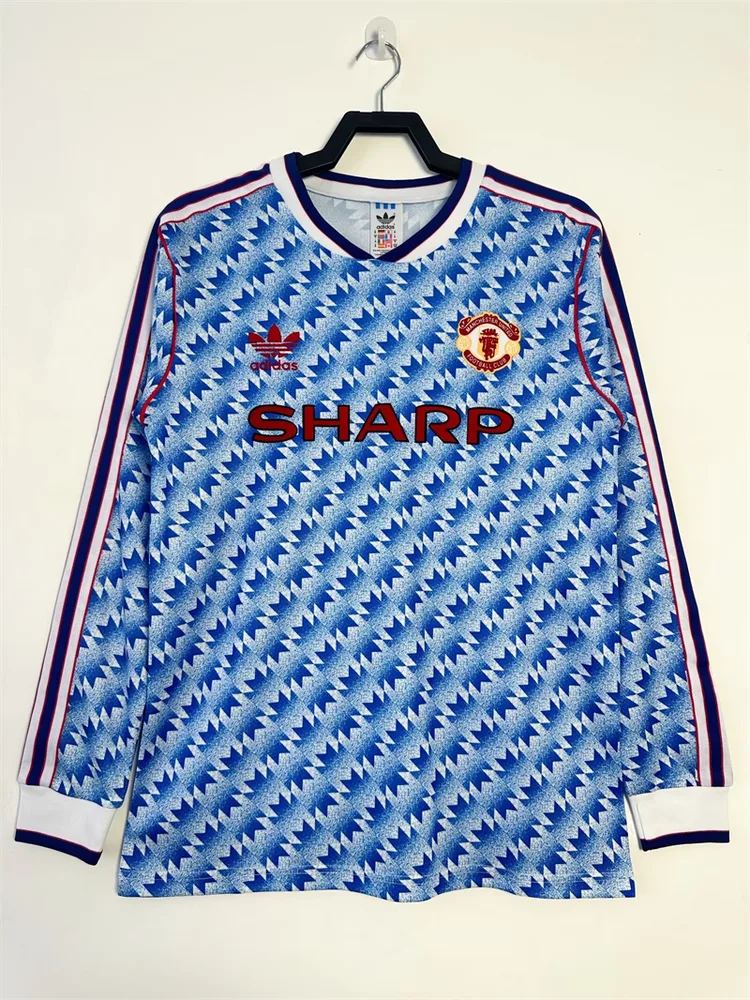 Manchester United 1990/1992 Retro Long Sleeves Manchester United Visitante Camiseta de fútbol 1990/1992