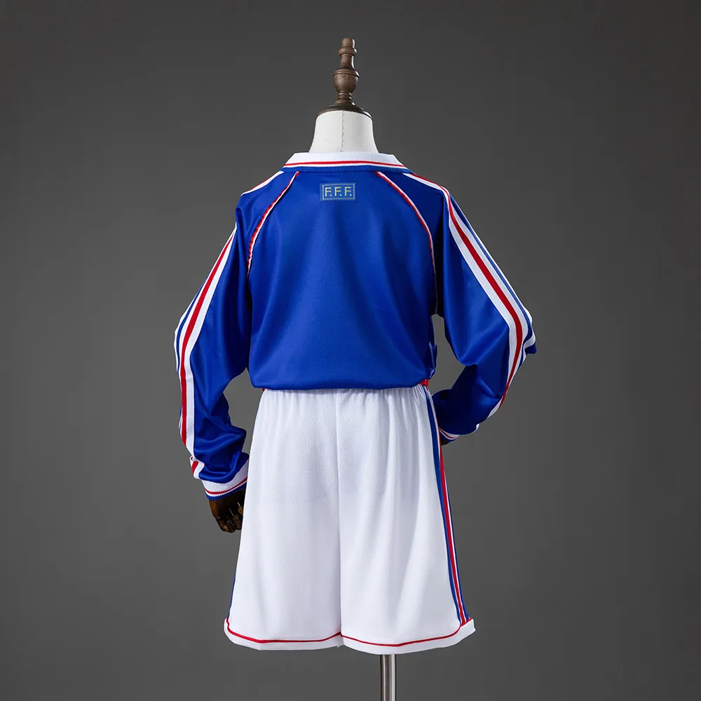 France 1998 Retro France Home Long Sleeve Kids Size 1998 — 2
