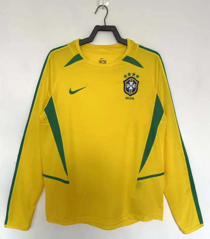 Brazil 2002 Retro Manga larga Brazil Local Camiseta de fútbol 2002 — 3