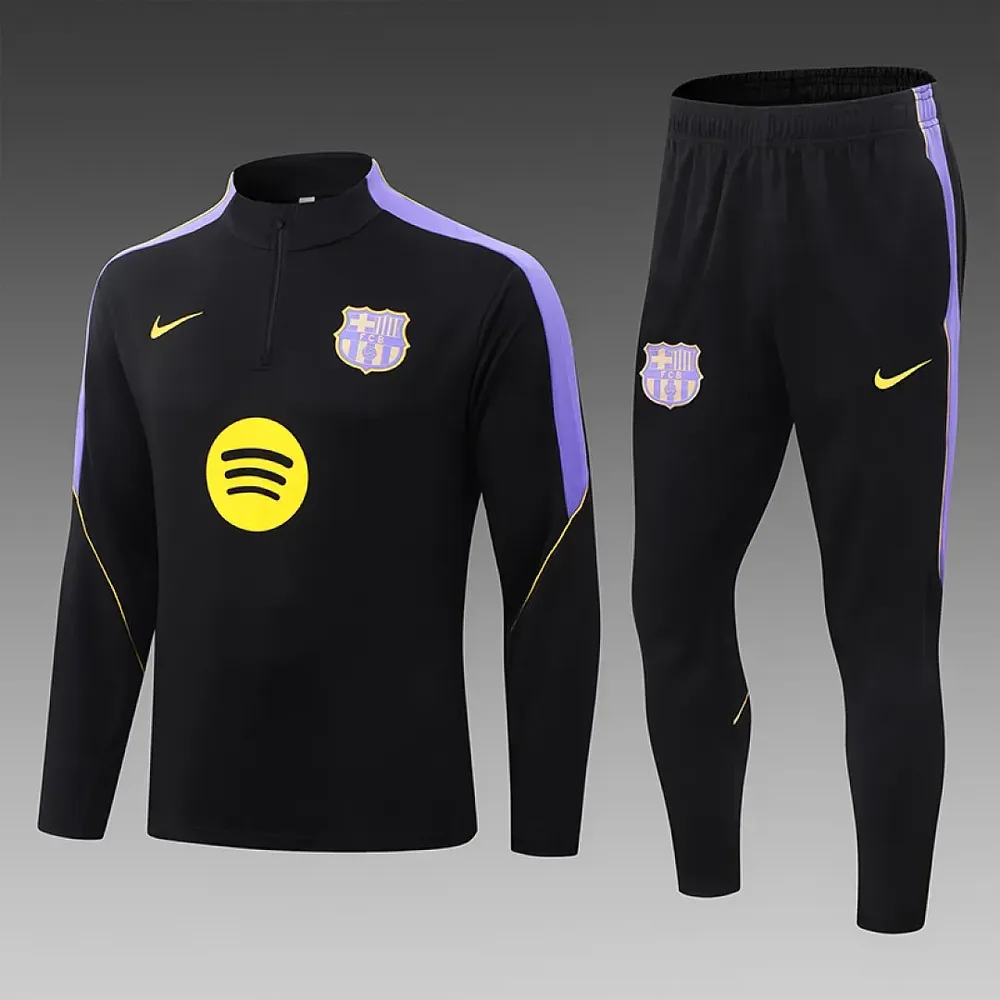Barcelona 2026/2027 Barcelona Half-Pull Training Black Football Shirt Set 2026/27