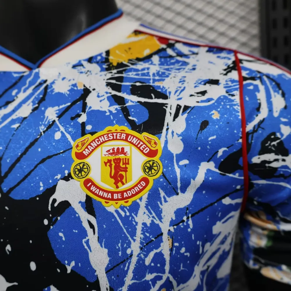 Manchester United 2026/2027 Player Version Manchester United x Stone Roses Football Jersey Blue 2026/27 — 5