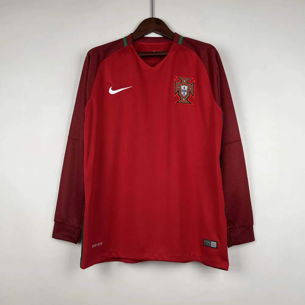 Portugal 2016 Retro Long Sleeve Portugal Home Football Shirt 2016