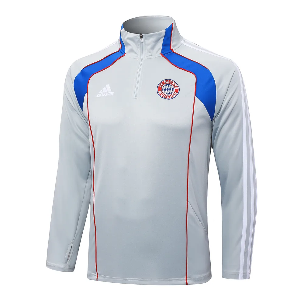 Bayern Munich 2025/2026 Bayern Munich Half-Pull Conjunto de entrenamiento Light Gray Retro Style Camiseta de fútbol Set 2025/2026 — 2