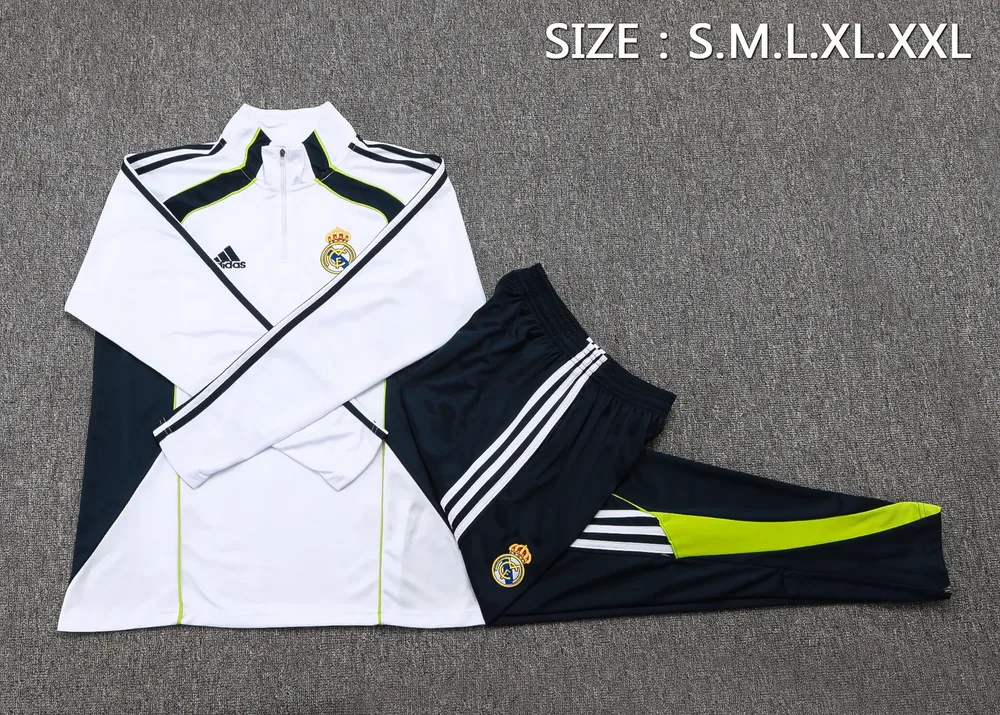 Real Madrid 2025-2026 Real Madrid Retro White Half-Pull Training Suit Football Shirt Set 01 2025/2026 — 5