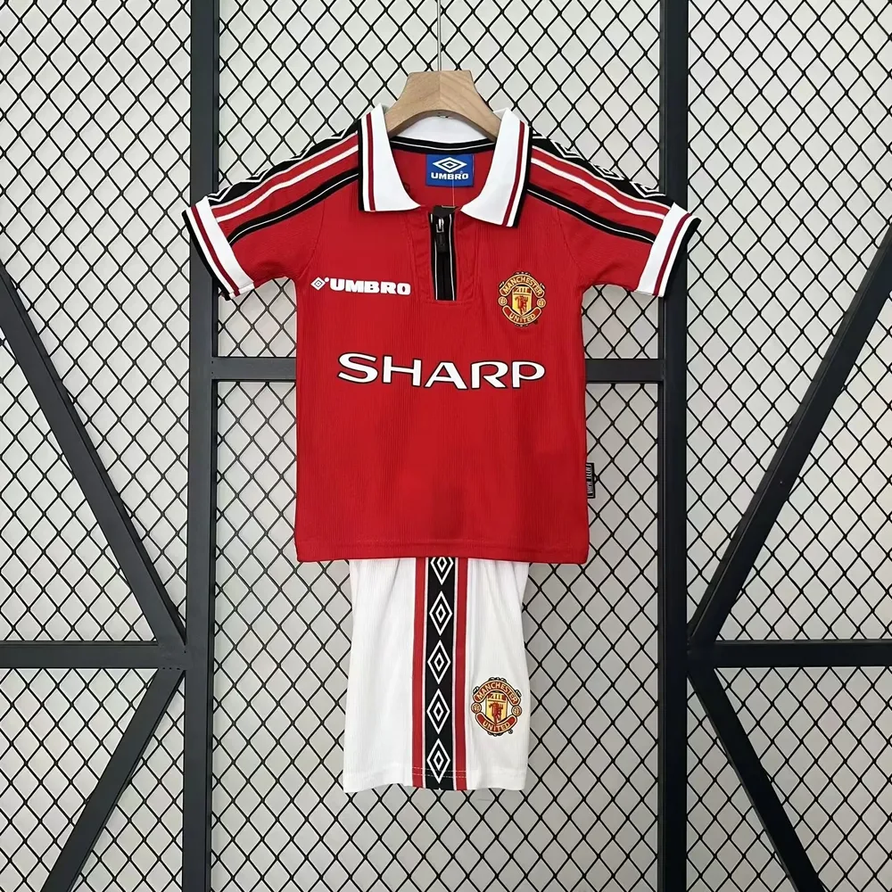 Manchester United 1998/1999 Retro Manchester United Local Camiseta de fútbol Talla infantil 1998/1999