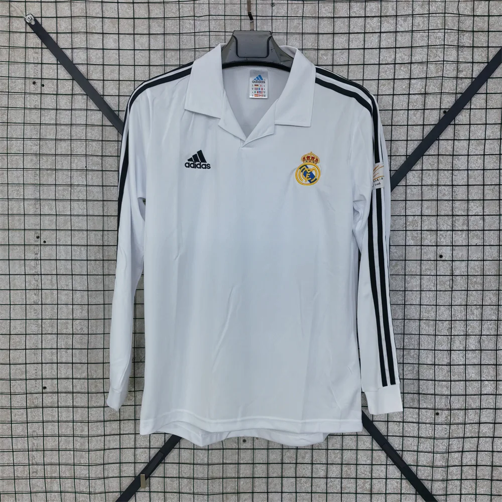 Real Madrid 2002/2003 Retro Manga larga Real Madrid Champions League Edition Local Camiseta de fútbol 2002/2003