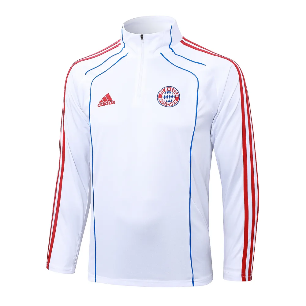 Bayern Munich 2025/2026 Bayern Munich Half-Pull Conjunto de entrenamiento White Retro Style Camiseta de fútbol Set 2025/2026 — 3