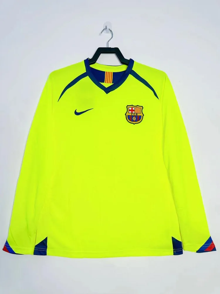 Barcelona 2005/2006 Retro Barcelona Visitante Camiseta de fútbol Manga larga 2005/2006