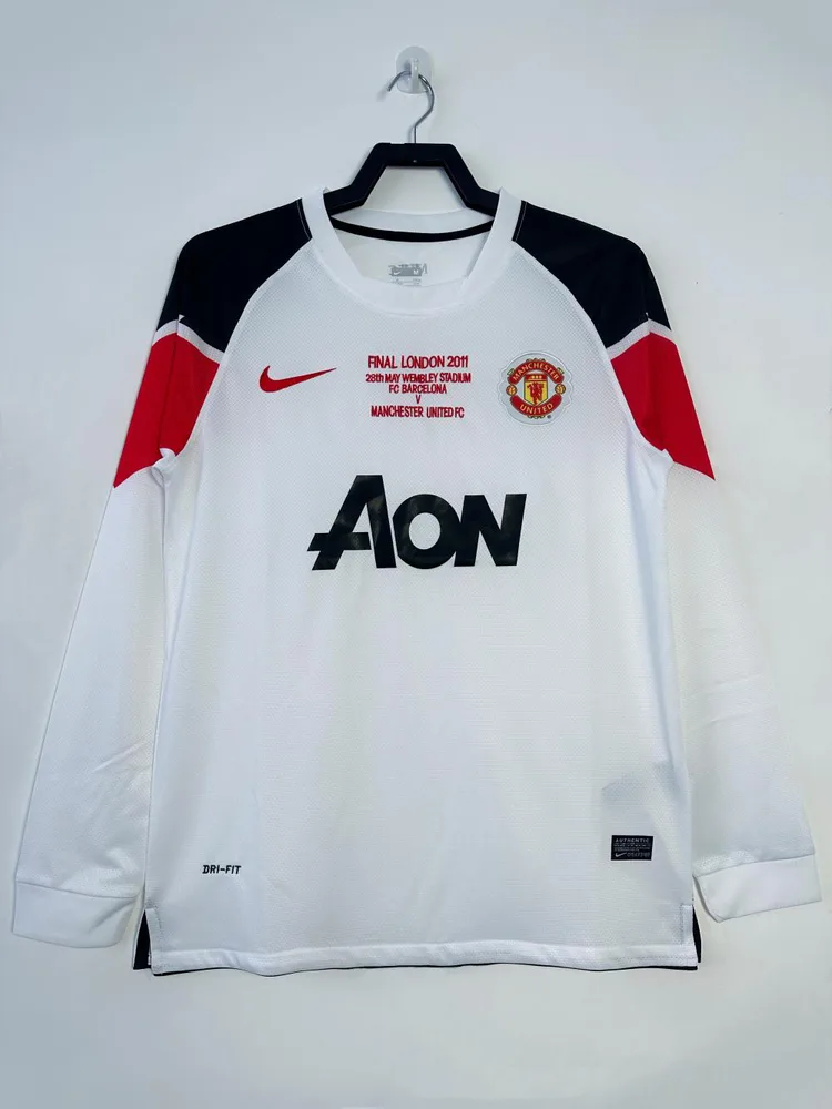 Manchester United 2010/2011 Retro Manga larga Manchester United Visitante Camiseta de fútbol （Champions League version） 2010/2011