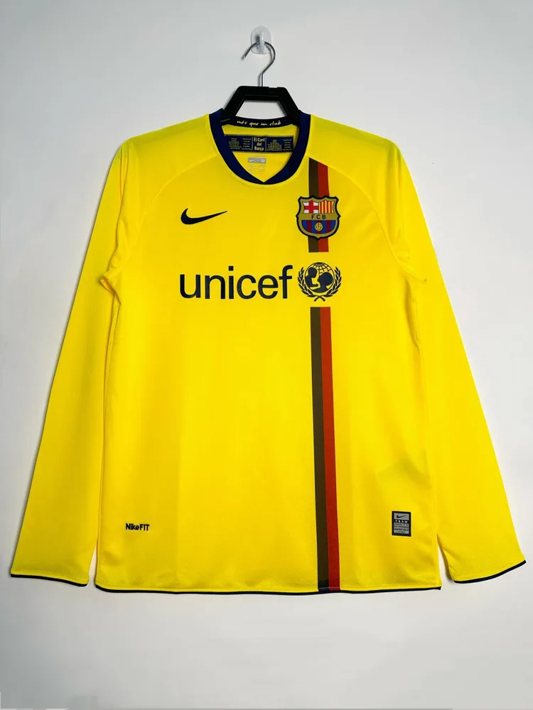 Barcelona 2008/2009 Retro Barcelona Visitante Camiseta de fútbol Manga larga 2008/2009