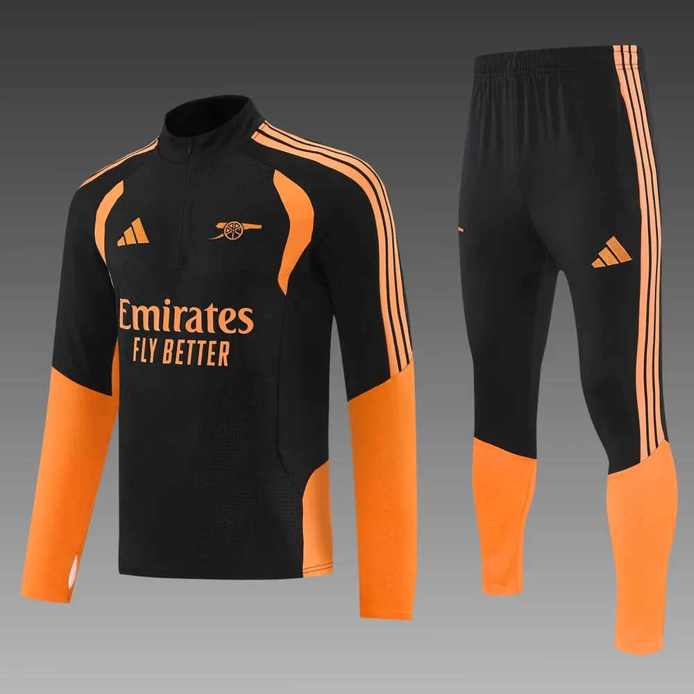 Arsenal 2026/2027 Arsenal Half-Pull Training Suit Orange Black Football Jersey 2026/27