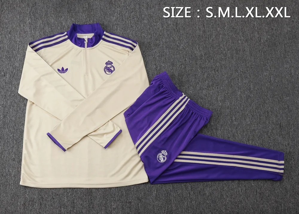 Real Madrid 2025/2026 Real Madrid Apricot Retro Edition Half-Pull Conjunto de entrenamiento Camiseta de fútbol Set 2025/2026 — 5