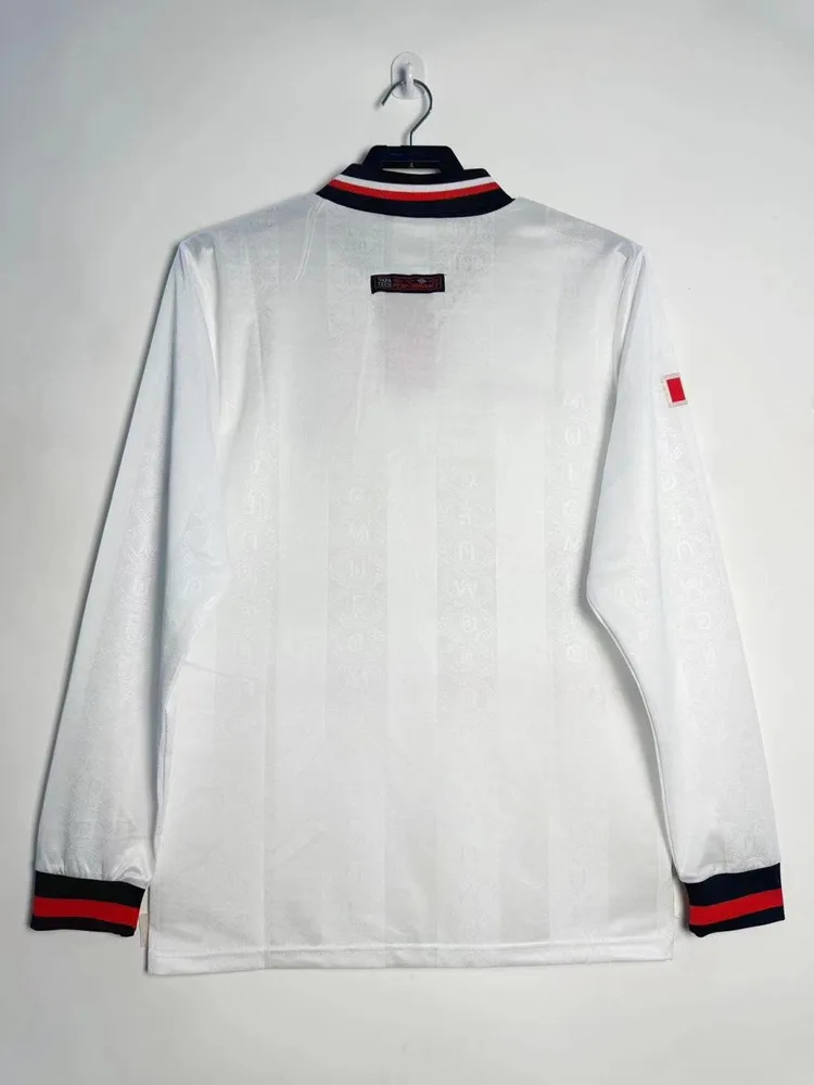 Manchester United 1998-1999 Retro Manga larga Manchester United Visitante White Camiseta de fútbol 1998/1999 — 2