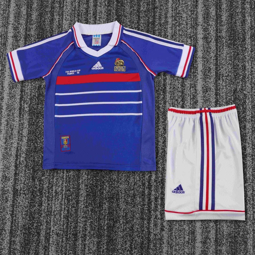 France 1998 Retro France Home Football Shirt Kids Size 1998