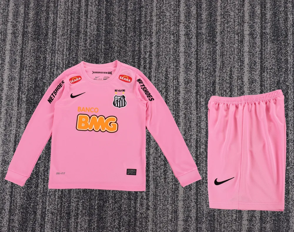 Santos 2012/2013 Long Sleeve Retro Santos Pink Football Jersey Kids Size 2012/2013