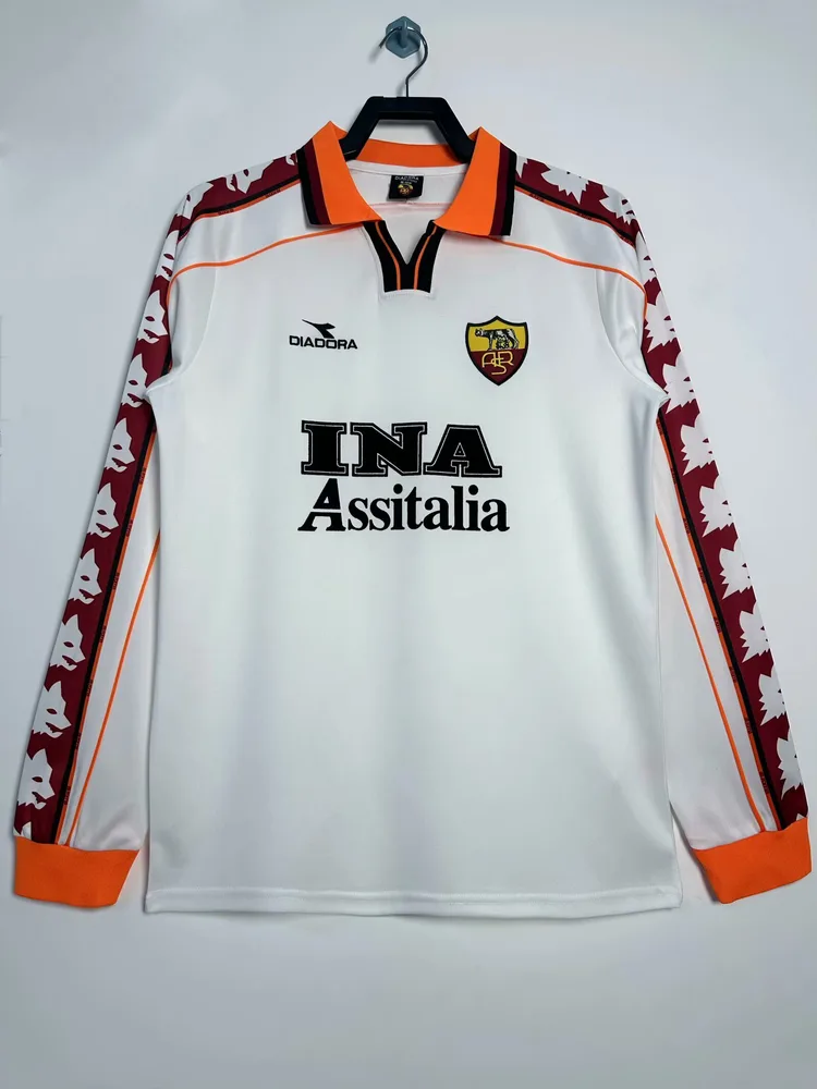 AS Roma 1998/1999 Long Sleeves Retro Roma Visitante Camiseta de fútbol 1998/1999