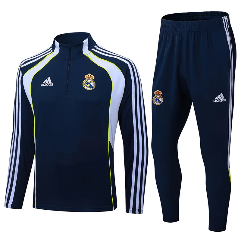Real Madrid 2025-2026 Real Madrid Retro Royal blue Half-Pull Conjunto de entrenamiento Camiseta de fútbol Set 2025/2026