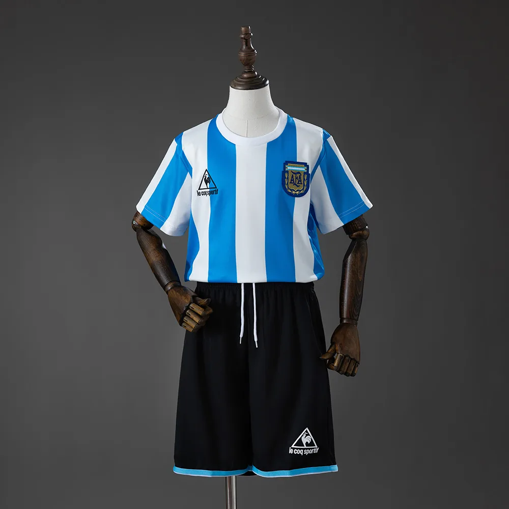 Argentina 1986 Retro Argentina National Team Local Camiseta de fútbol Talla infantil 1986