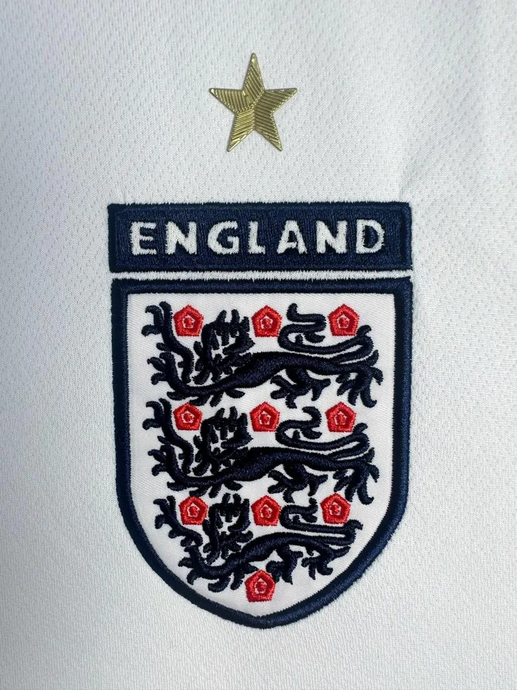 England 2006 Retro Long Sleeve England Home Soccer Jersey 2006 — 6