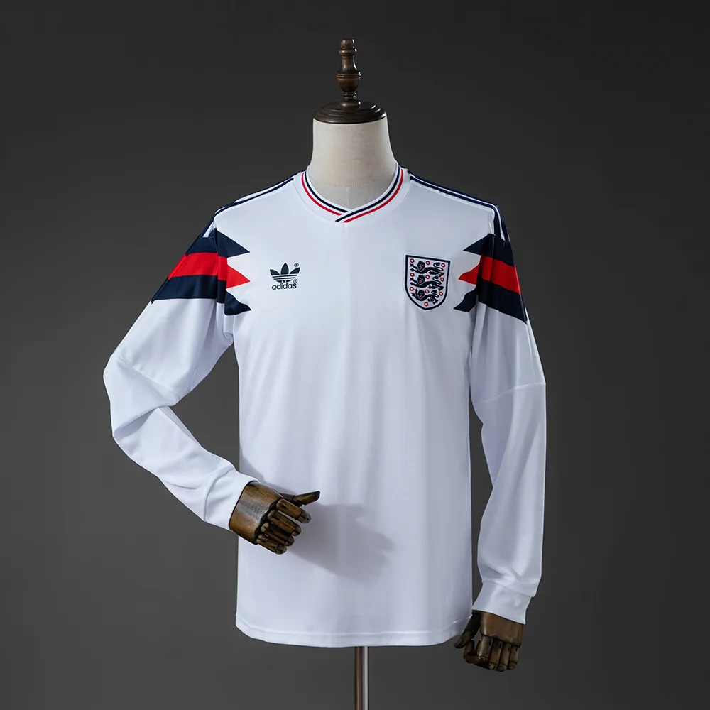 England 1990 Retro England Home Long Sleeve Jersey 1990 — 1