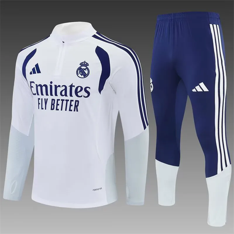 Real Madrid 2026/2027 Real Madrid Half-Pull Training Suit White Football Jersey 2026/27