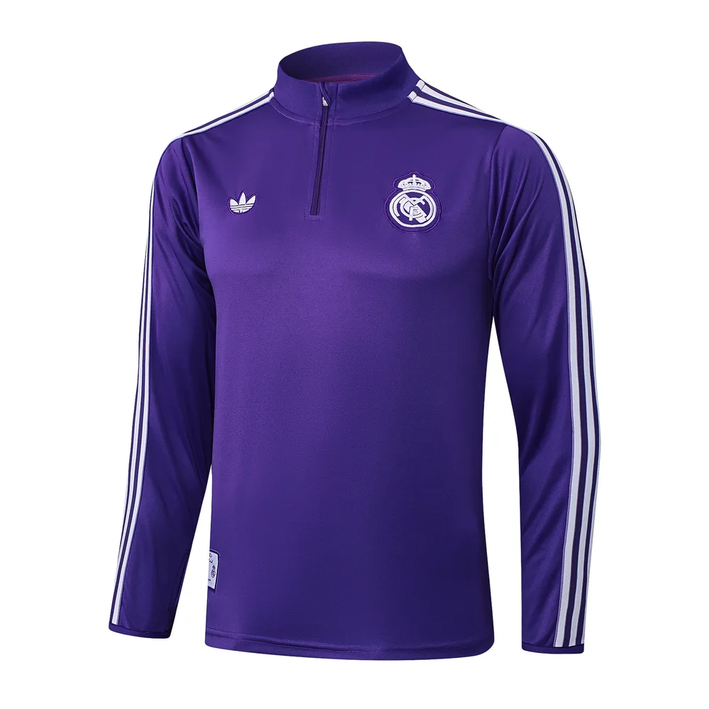 Real Madrid 2025/2026 Real Madrid Purple Retro Edition Half-Pull Training Suit Football Shirt Set 2025/2026 — 3