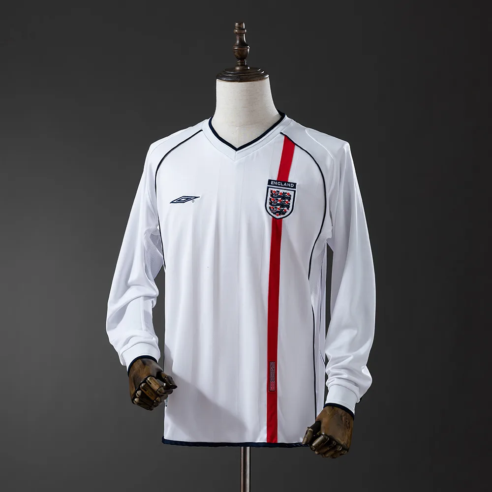 England 2002 Retro England Local Manga larga Jersey 2002