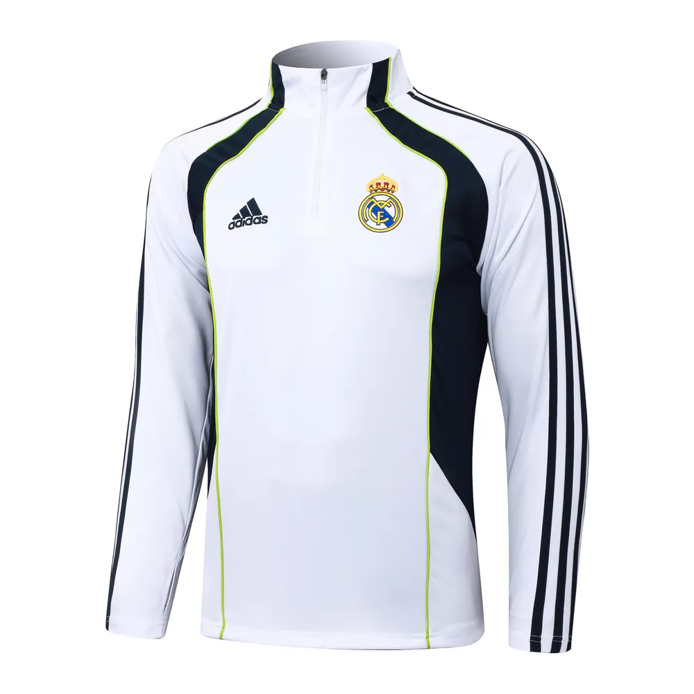 Real Madrid 2025-2026 Real Madrid Retro White Half-Pull Training Suit Football Shirt Set 01 2025/2026 — 3