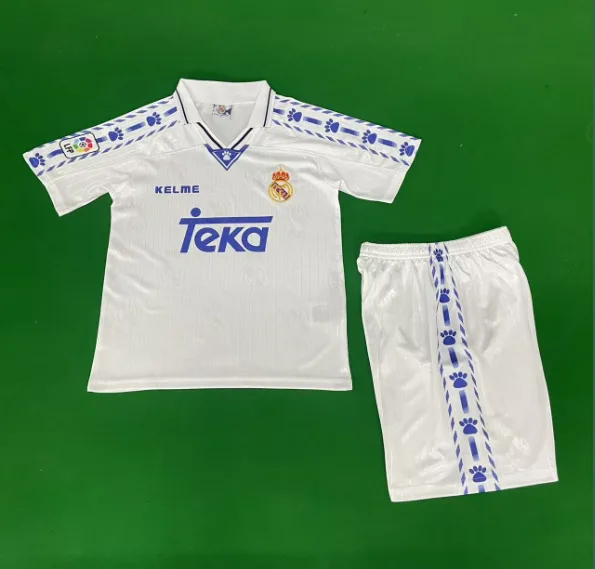 Real Madrid 1996-1997 Retro Real Madrid Local Camiseta de fútbol Talla infantil 1996/1997