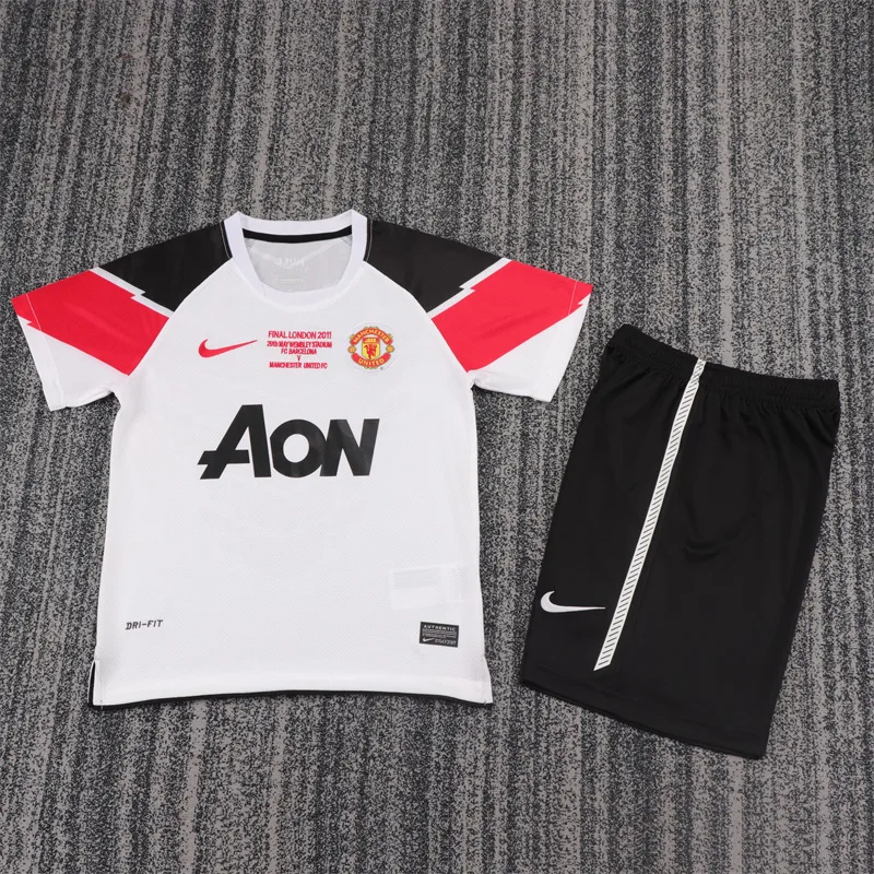 Manchester United 2011/2012 Retro Manchester United Visitante Camiseta de fútbol Talla infantil 2011/2012