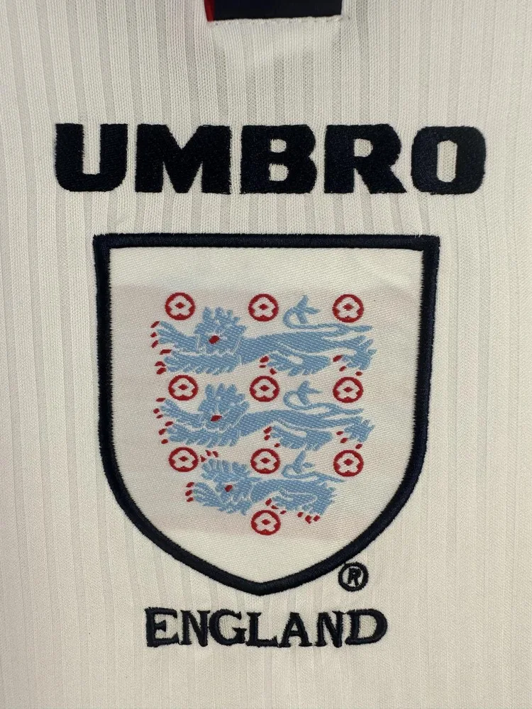 England 1998 Retro Long Sleeve England Home Soccer Jersey 1998 — 5