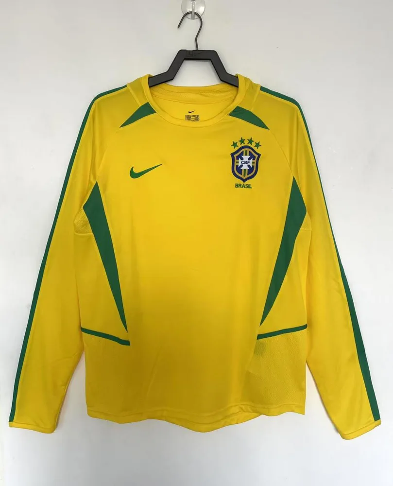 Brazil 2002 Retro Manga larga Brazil Local Camiseta de fútbol 2002