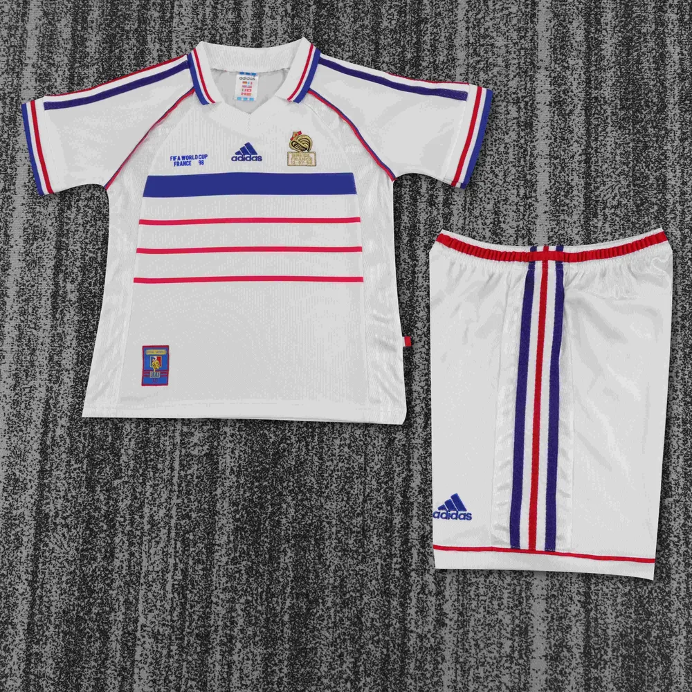 France 1998 Retro France Visitante Camiseta de fútbol Talla infantil 1998