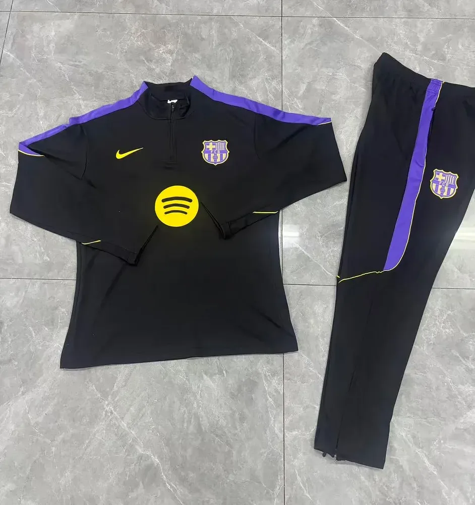 Barcelona 2026/2027 Barcelona Half-Pull Training Black Football Shirt Set 2026/27 — 3