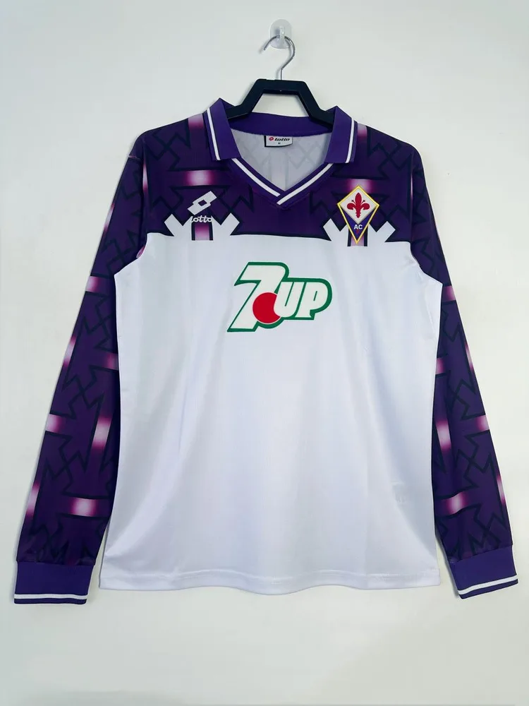 Fiorentina 1992/1993 Retro Manga larga Fiorentina Visitante Camiseta de fútbol 1992/1993