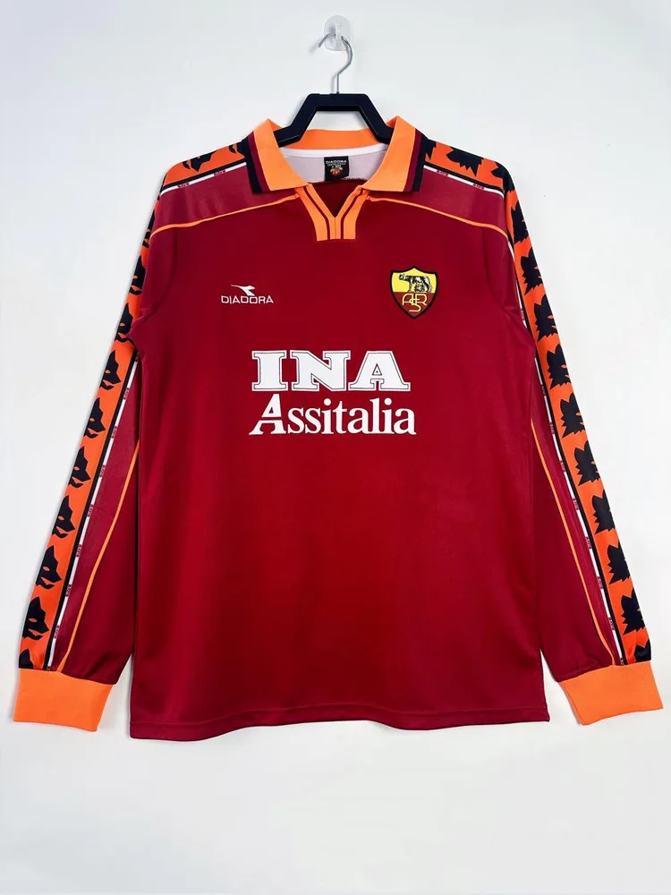 AS Roma 1998-1999 Retro Manga larga Roma Local Camiseta de fútbol 1998/1999