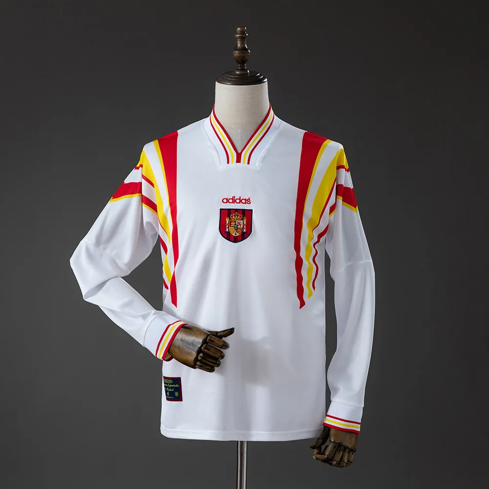 Spain 1996 Retro Spain Visitante Manga larga Jersey 1996