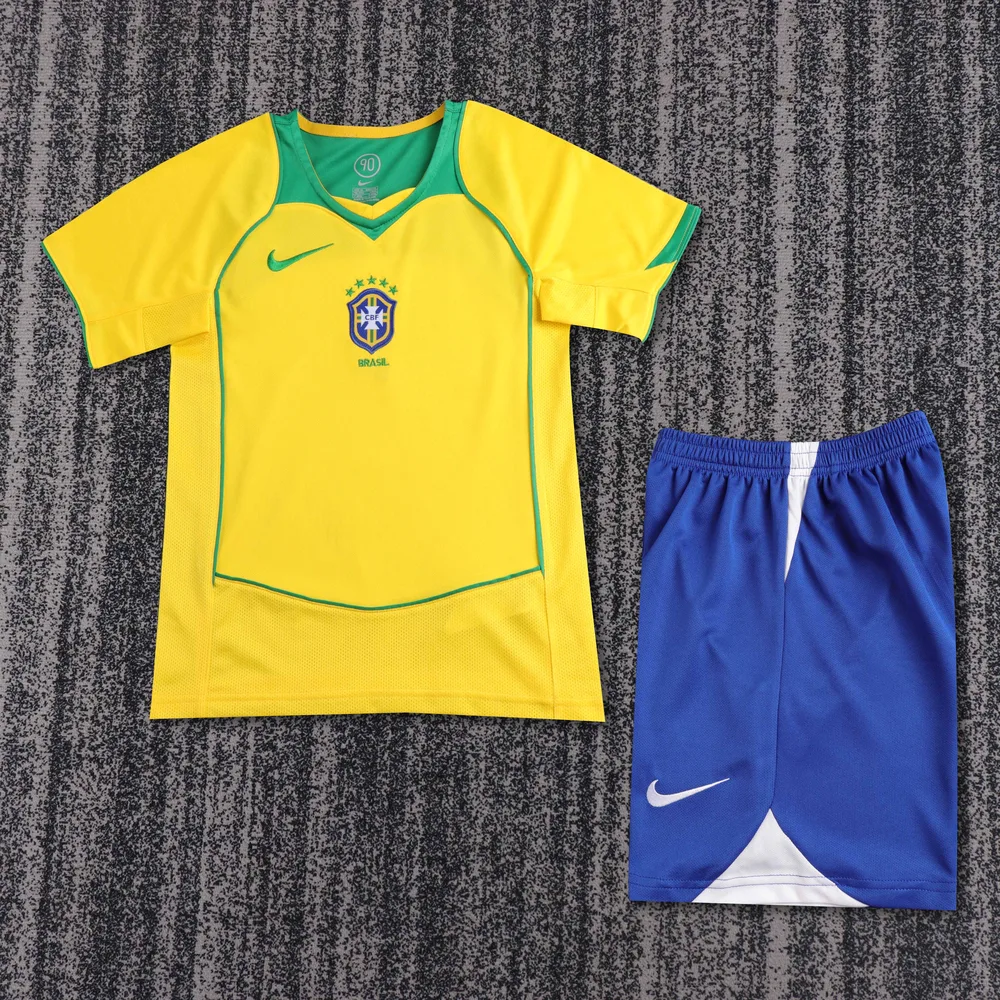 Brazil 2004 Retro Brazil Local Camiseta de fútbol Talla infantil 2004