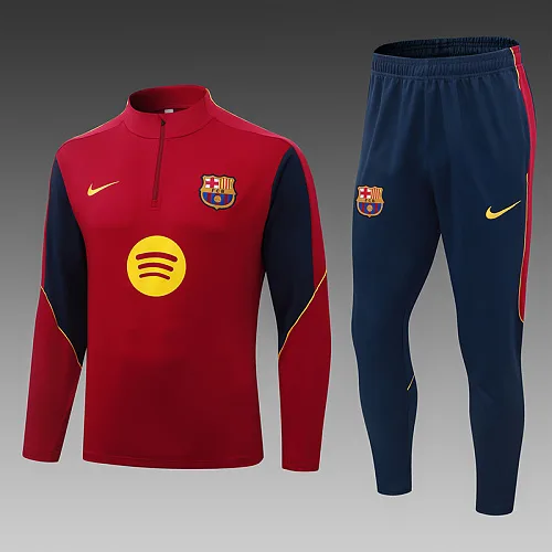 Barcelona 2026/2027 Barcelona Half-Pull Training Red Football Shirt Set 2026/27