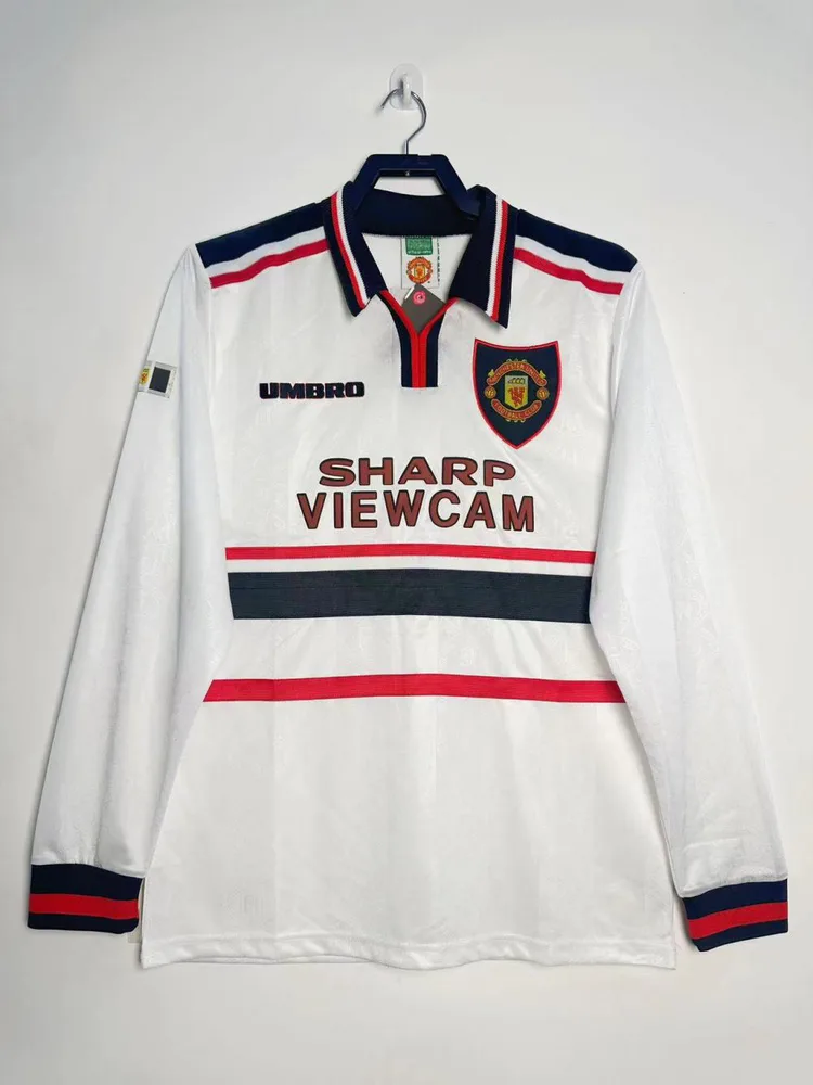 Manchester United 1998-1999 Retro Manga larga Manchester United Visitante White Camiseta de fútbol 1998/1999
