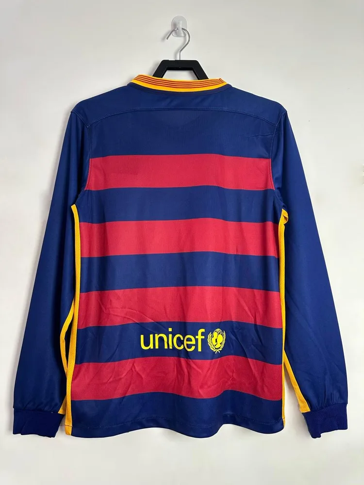Barcelona 2015/2016 Retro Barcelona Home Football Jersey Long Sleeve 2015/2016 — 2